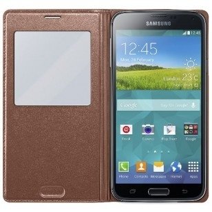 Samsung Galaxy S5 S-View Flip Cover Goud