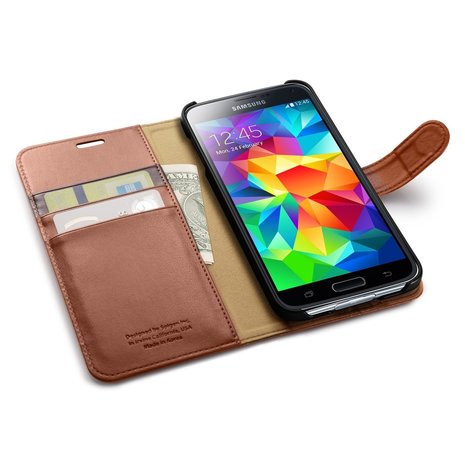 Spigen SGP Wallet case Samsung Galaxy S5 Brown